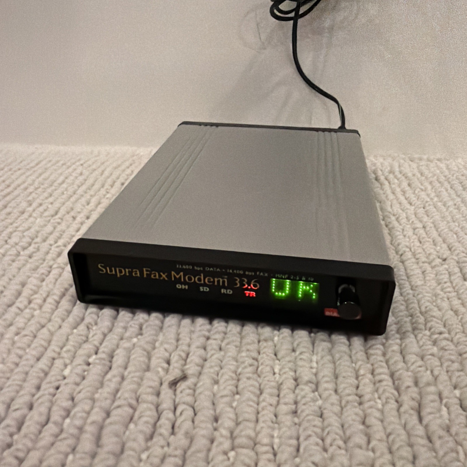 Lot of 2 Supra Fax Modem 33.6 External Modems Mac Serial Cable PSU Tested