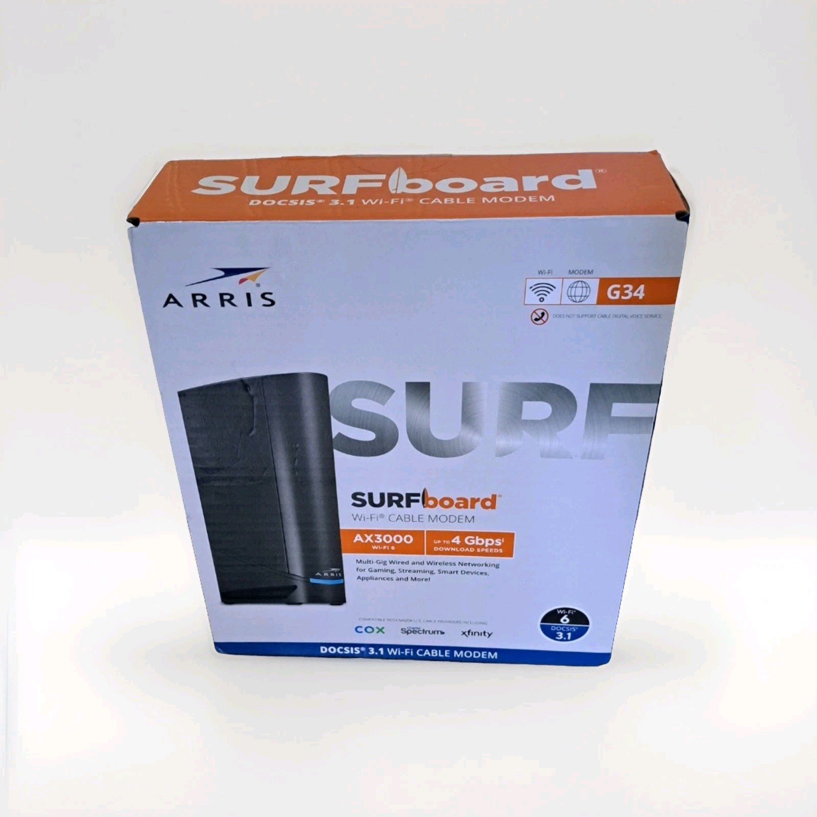 ARRIS SURFboard G34 DOCSIS 3.1 Wi-Fi 6 Cable Modem AX3000 Wi-Fi 6