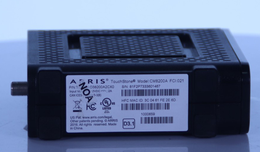 Arris Touchstone CM8200A DOCSIS 3.1 Ultra Fast Cable Modem – NO AC Adapter