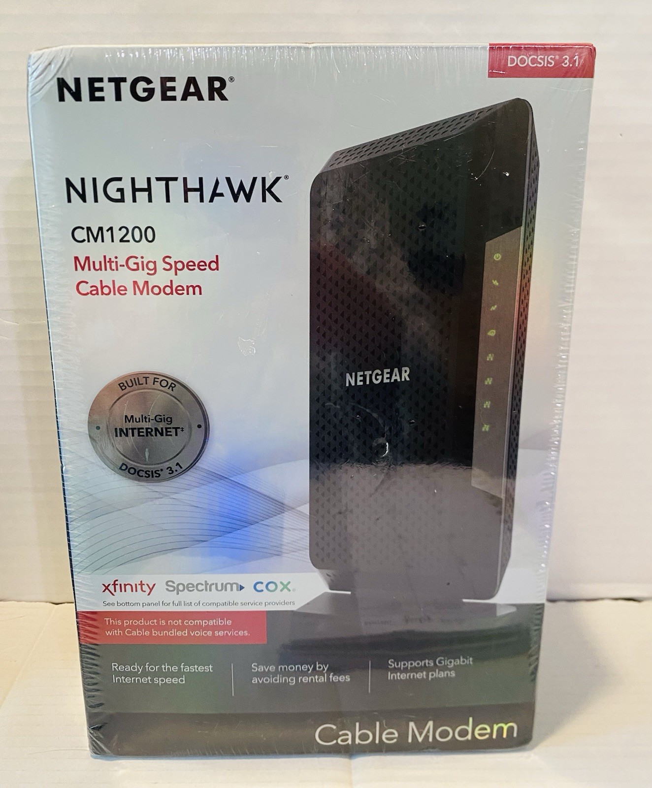 New & Sealed NETGEAR Nighthawk CM1200-100NAS DOCSIS 3.1 Cable Modem