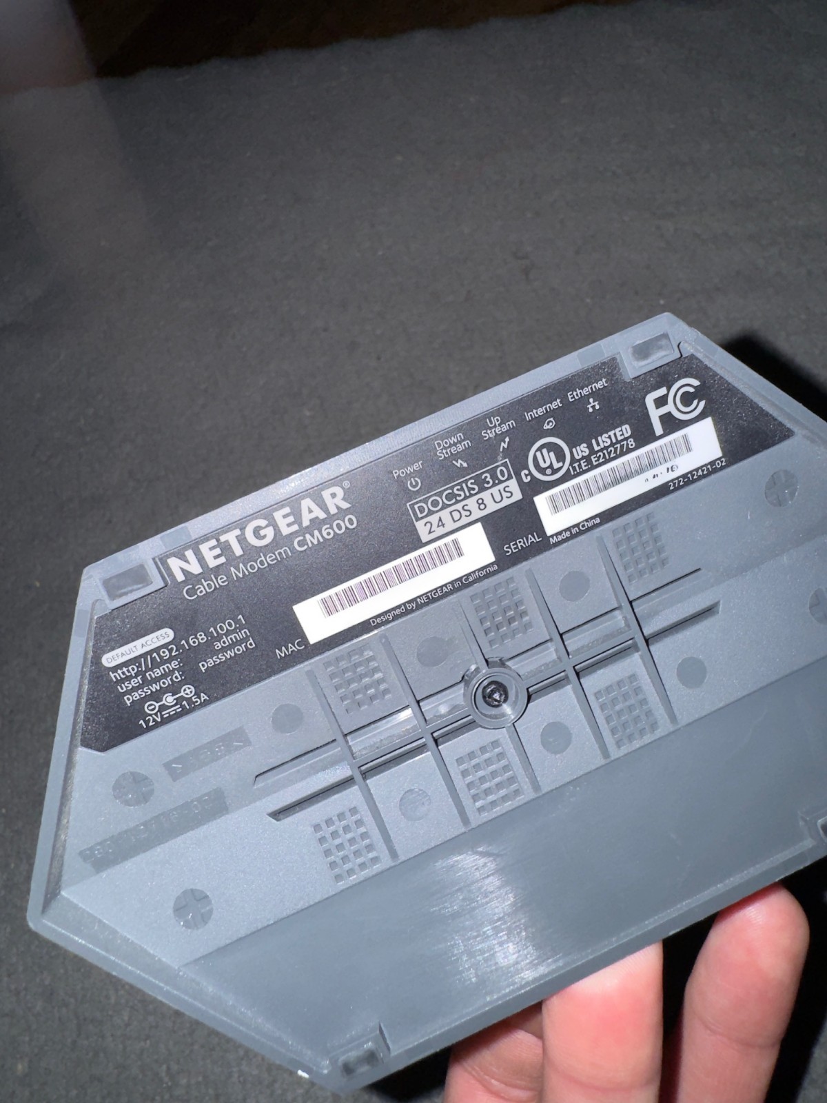 NETGEAR CM600-1AZNAS 960Mbps DOCSIS 3.0 Cable Modem