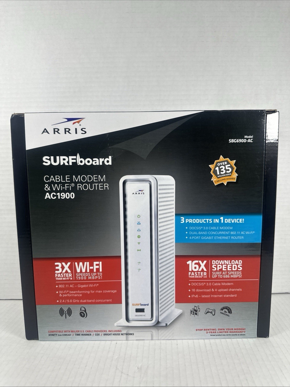 ARRIS SURFboard SBG6900AC 3.0 Cable Modem AC1900 & Wi-Fi Router New Open Box