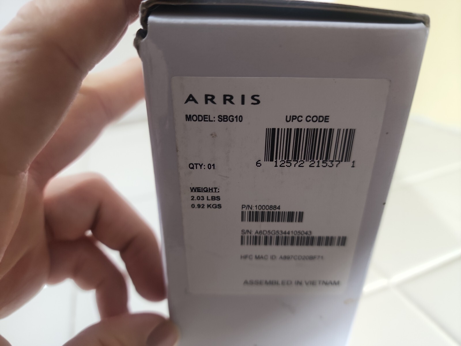ARRIS SBG10 SURFboard AC1600 Dual-Band Cable Modem Router Black