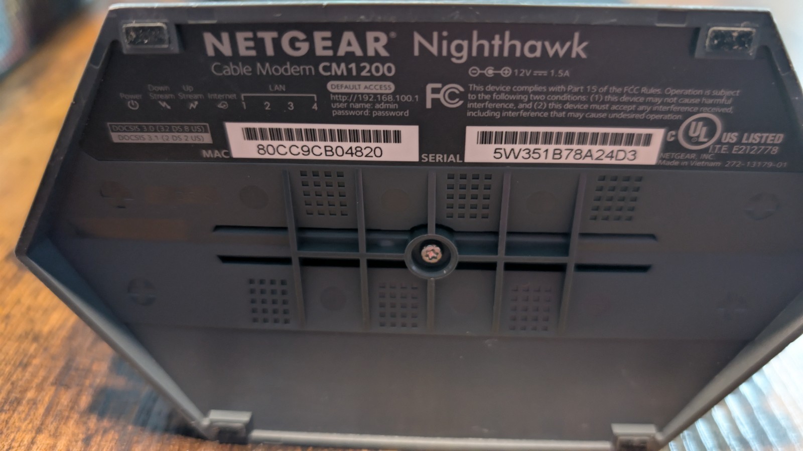 NETGEAR Nighthawk CM1200-100NAS DOCSIS 3.1 Cable Modem