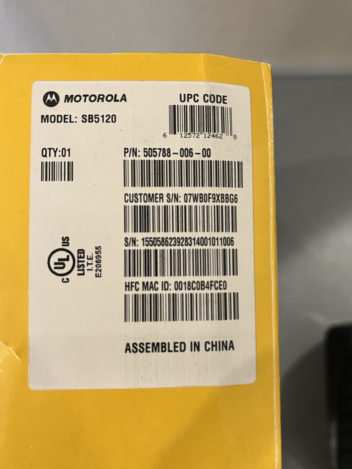 Motorola SB5120 Surfboard Cable Modem (505788-006-00) Used Tested Working