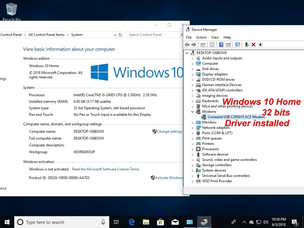 USB 56K External Dial Up Fax Data Modem Windows 10 8 7 XP Vista