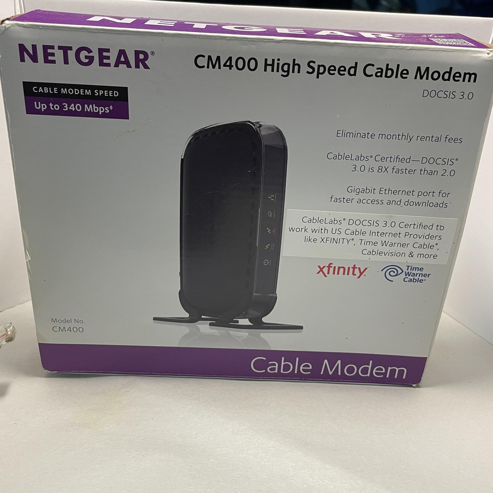 NETGEAR CM400 DOCSIS 3.0 High Speed Cable Modem 340Mbps Gigabit Xfinity Spectrum