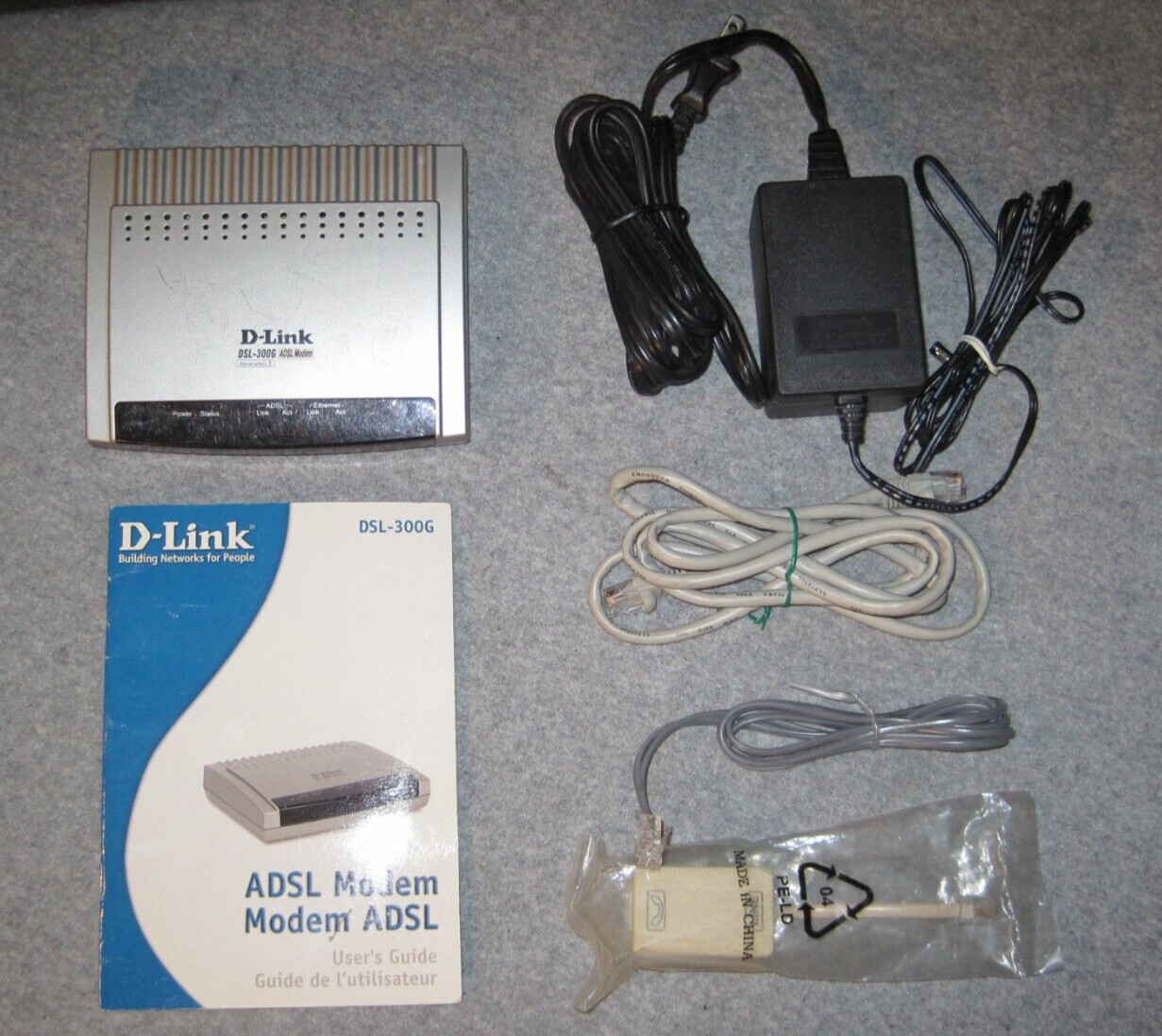 D-Link DSL-300G ADSL Modem w/ Manual & Accessories No Software