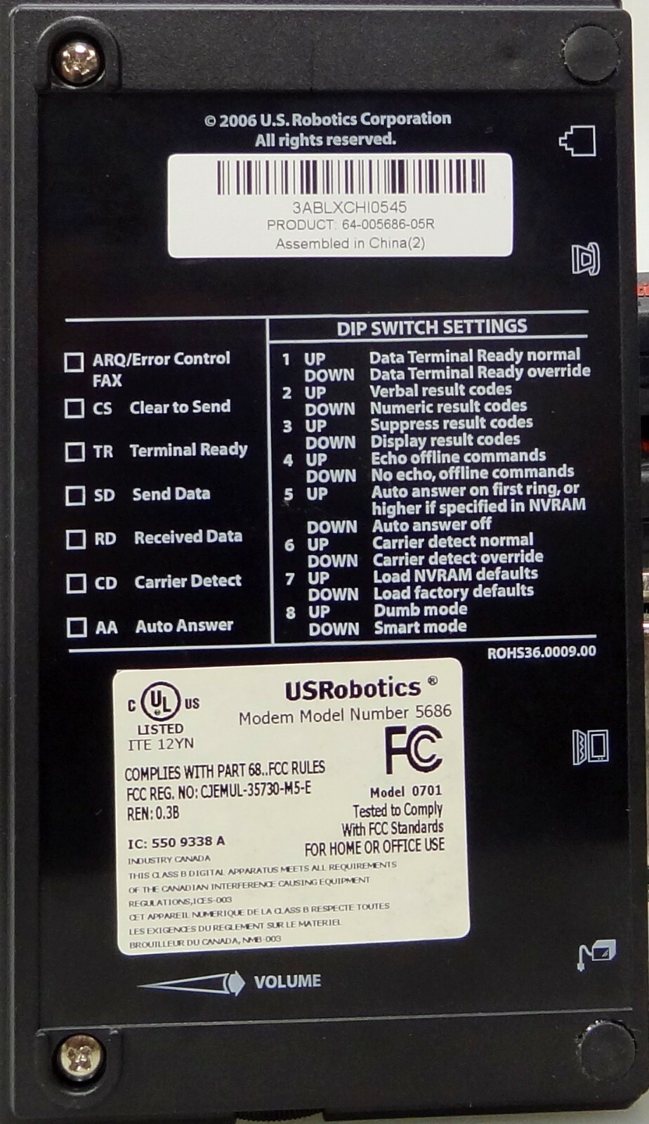USRobotics V.92 56K Faxmodem 5686 (No Ac Adapter)