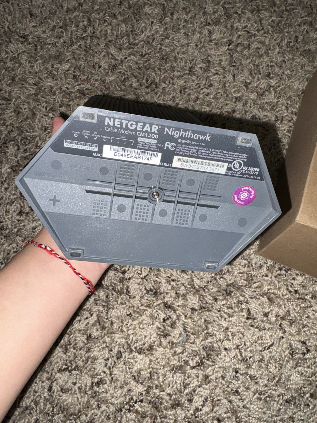 Netgear Nighthawk CM1200-100NAS DOCSIS 3.1 Cable Modem