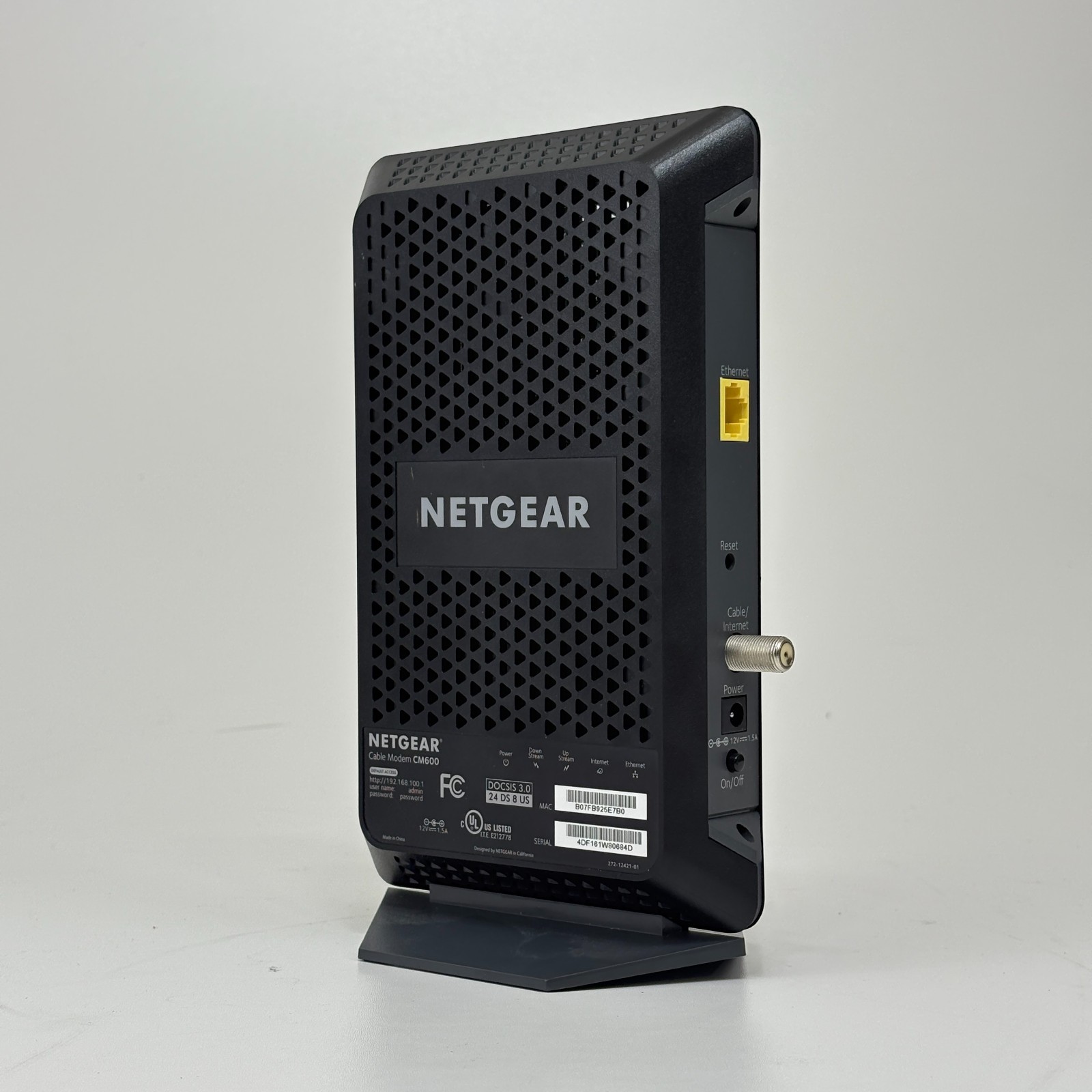 Netgear CM600 DOCSIS 3.0 Cable Modem, 960Mbps, 1 Gigabit Ethernet Port