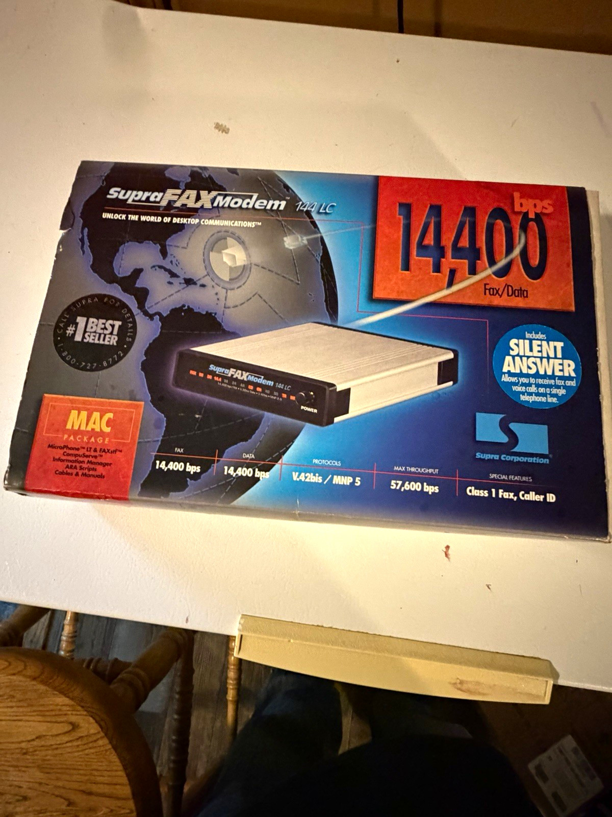 Supra FAX Modem 144 LC 14,400 bps RS-232 Dial-Up for Mac Caller ID