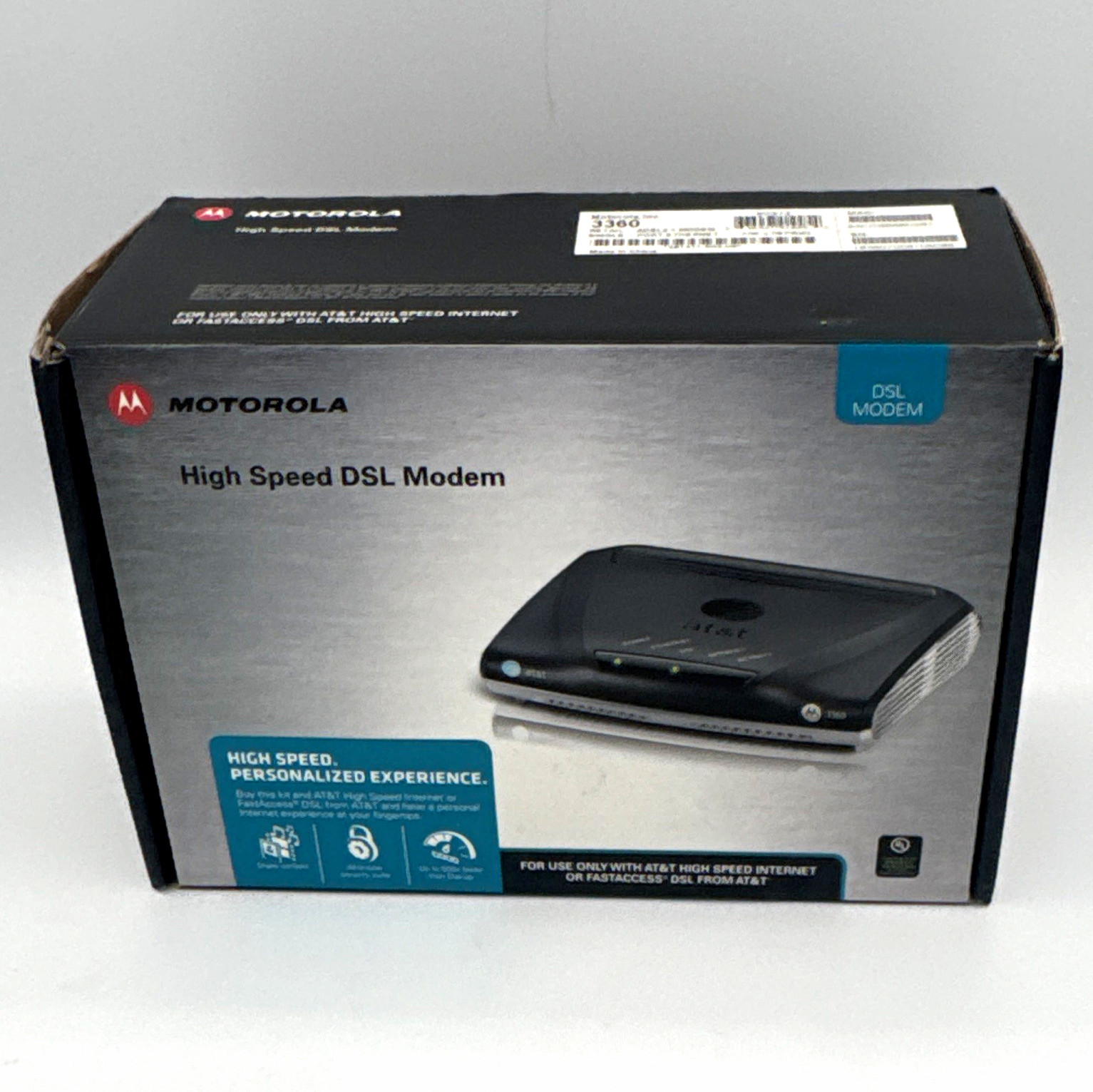Motorola 3360 AT&T ADSL2+ DSL Modem 24 Mbps RJ-45/DSL SC1213 Black