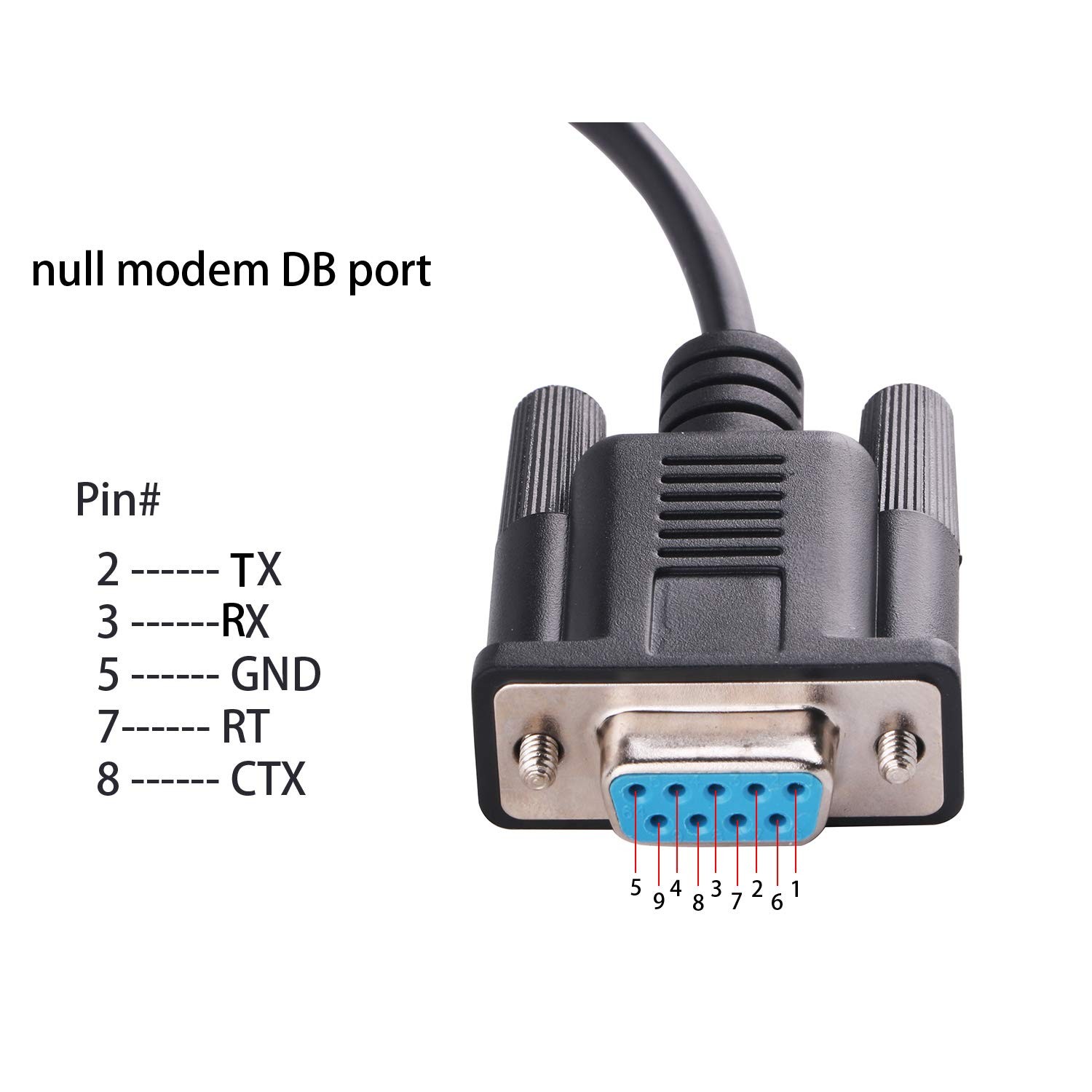 USB to RS-232 DB9 Female 9 Pin Null Modem Rollover Serial Adapter Cable 6ft