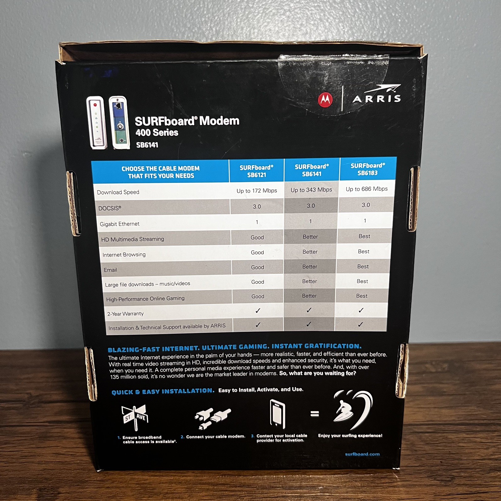 Motorola ARRIS Surfboard SB6141 DOCSIS 3.0 Cable Modem No charger