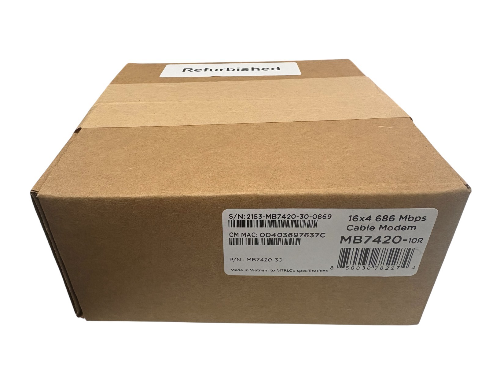 MOTOROLA 16×4 Cable Modem Model MB7420 686 Mbps DOCSIS 3.0