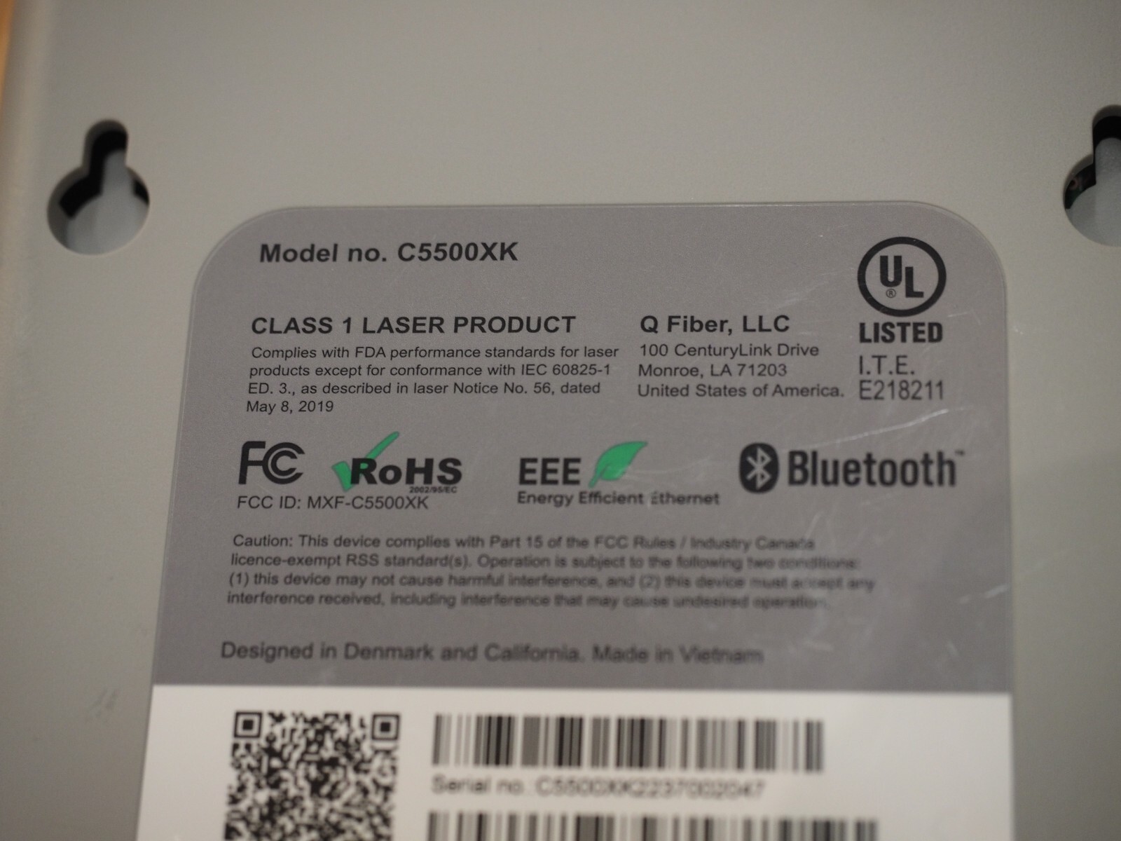 Quantum Fiber C5500XK High Performance Modem With AC Power Adapter