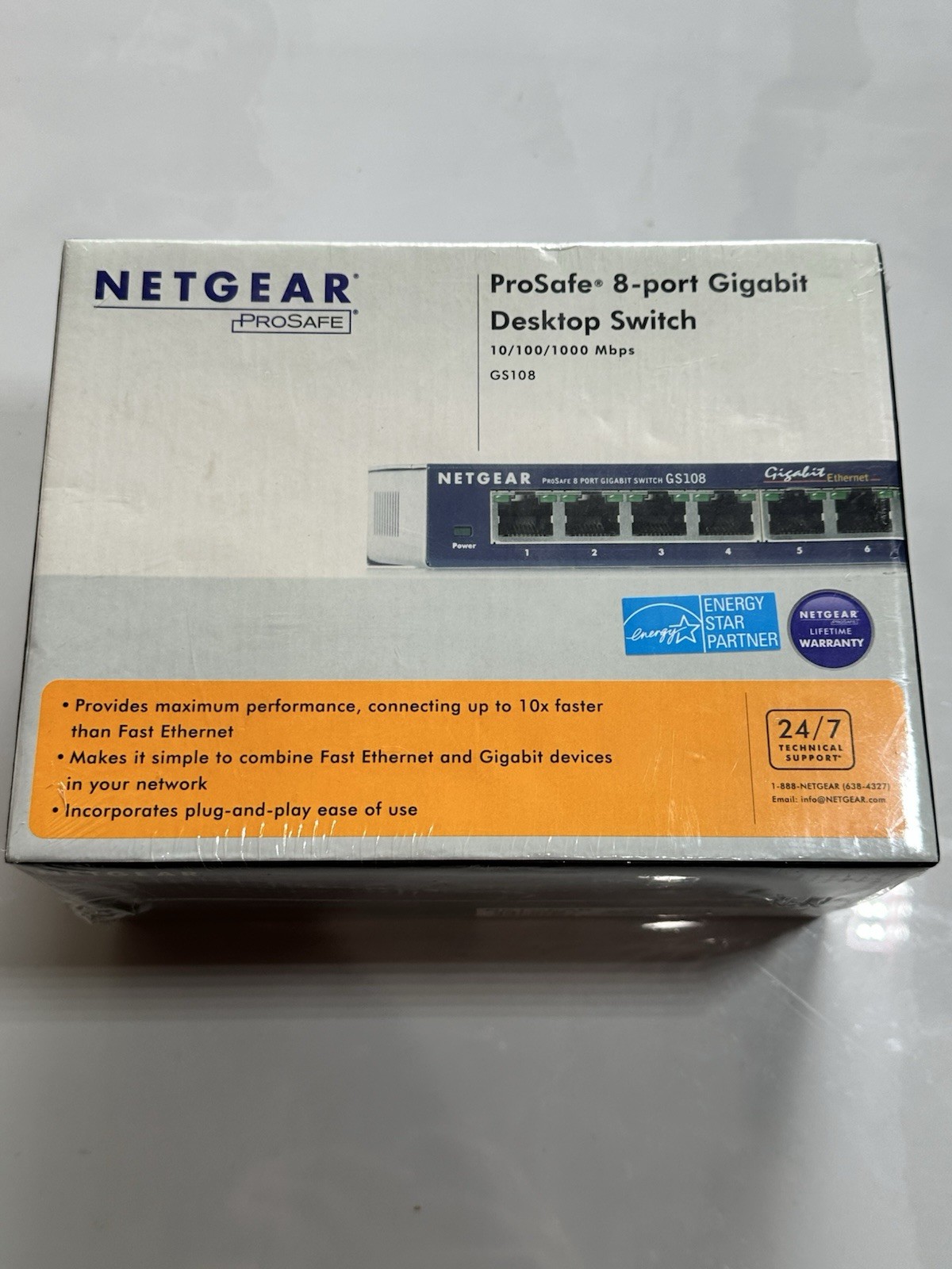 Netgear Prosafe 8 Port Gigabit Switch GS108 10/100/1000 Mbps New A8