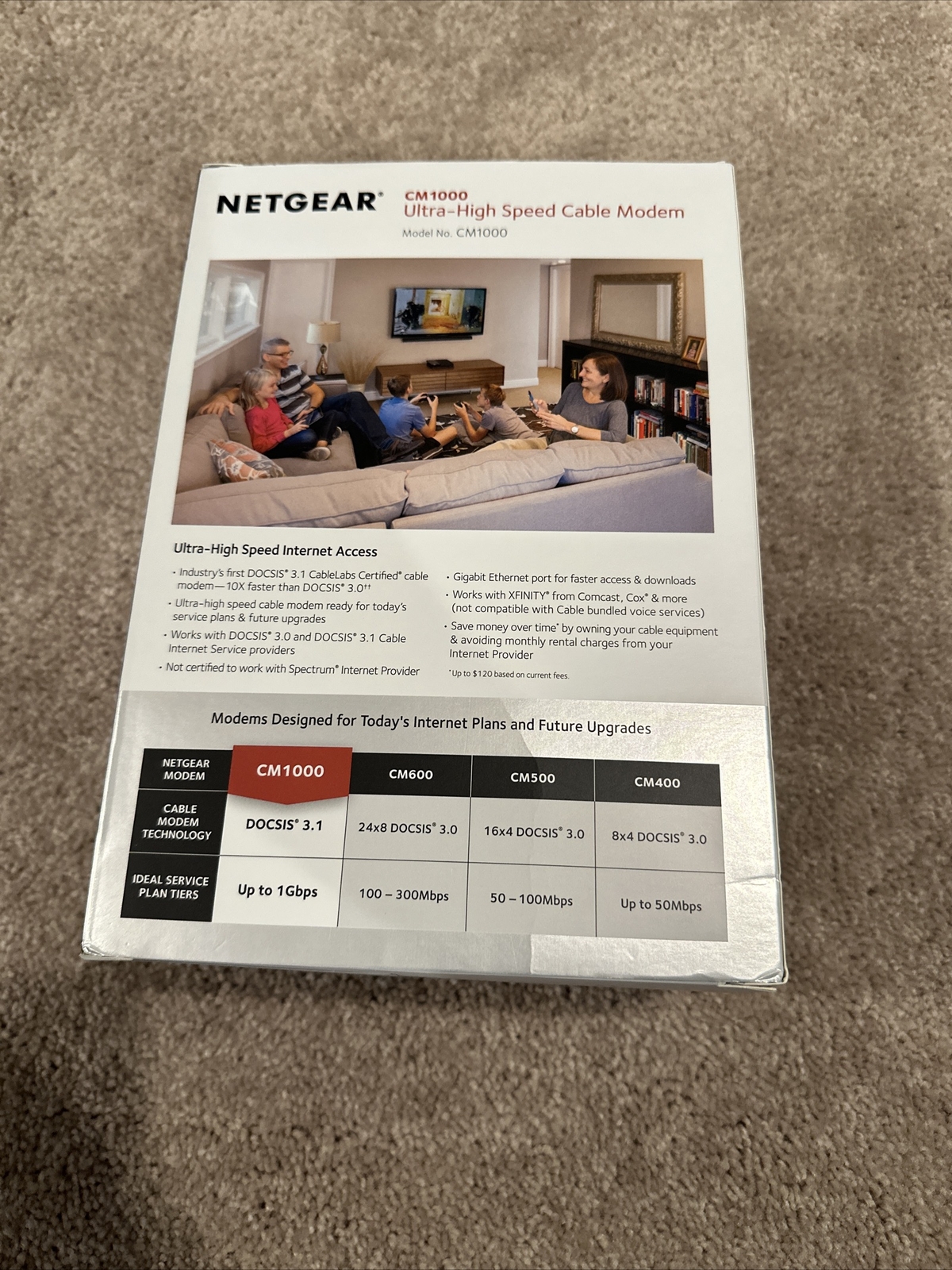 NETGEAR CM1000 Wired-Ethernet (RJ-45) Cable – CM1000100NAS (Black)