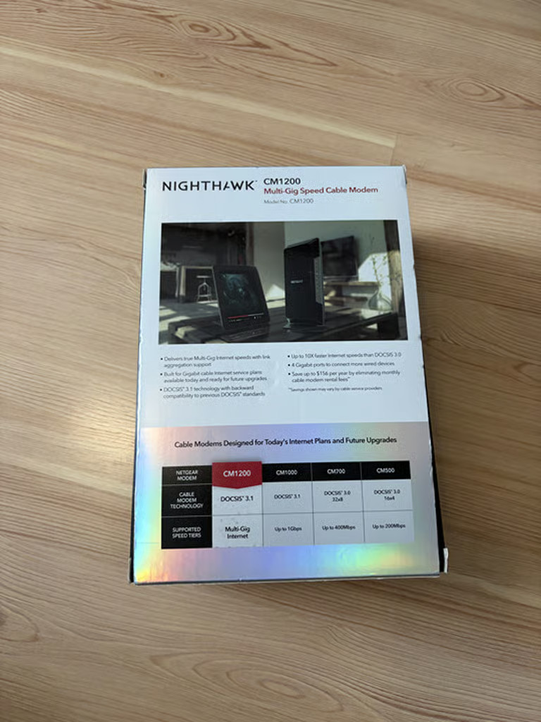 NetGear Nighthawk CM1200 Multi-Gig Speed Cable Modem
