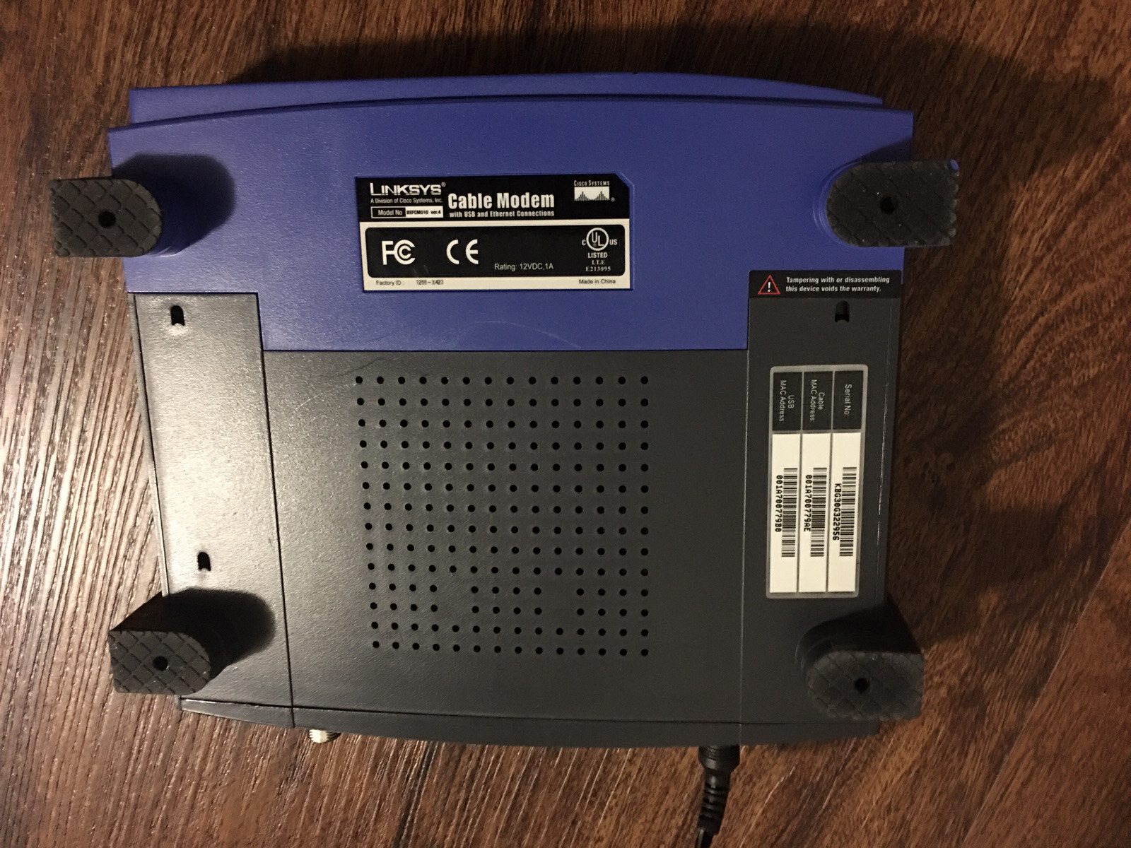 LINKSYS CISCO CABLE MODEM USB ETHERNET MODEL BEFCMU10 VER. 4