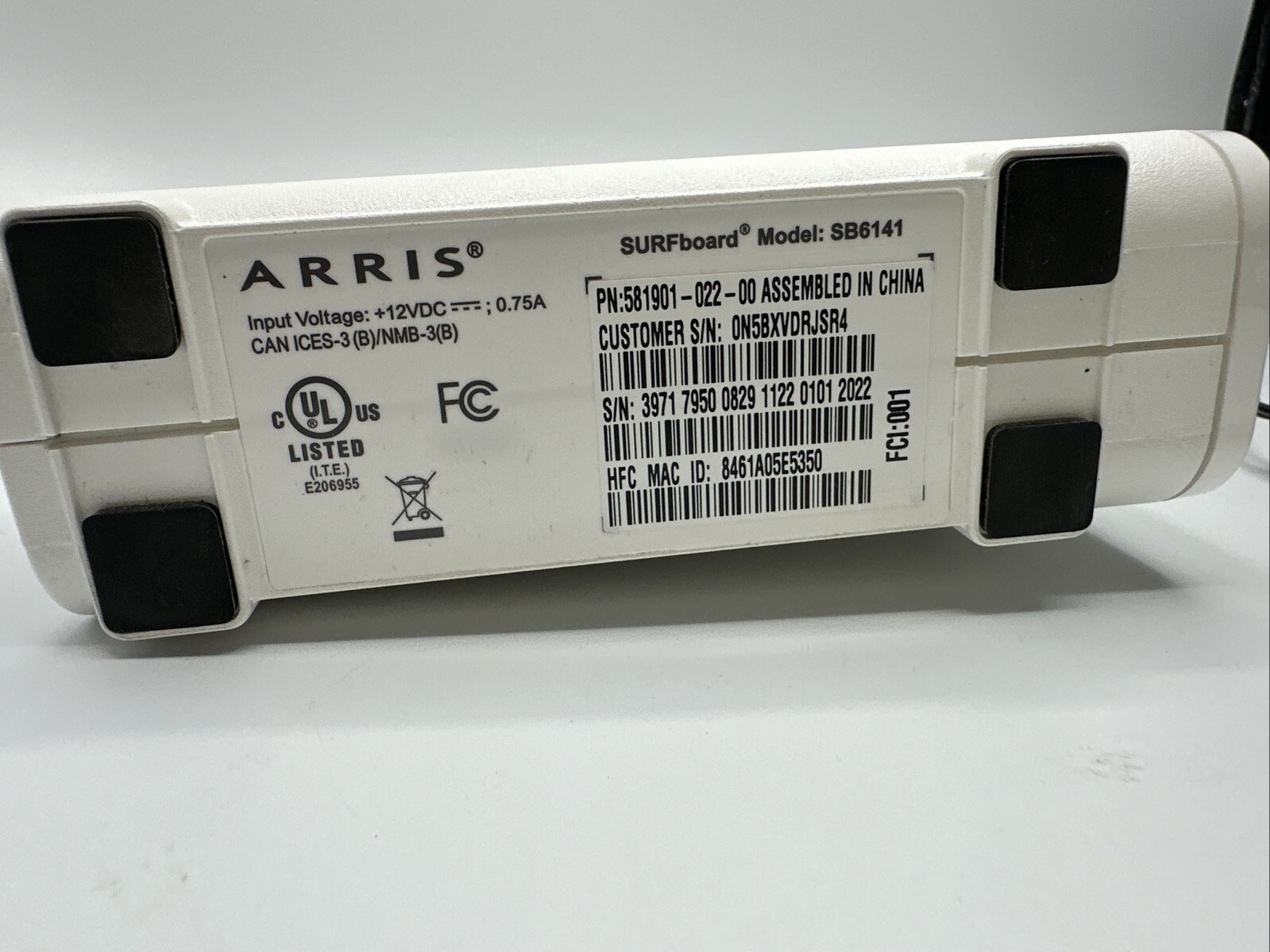 ARRIS SURFboard SB6141 Motorola Surf Board Modem 400 Series & OEM Power Cable
