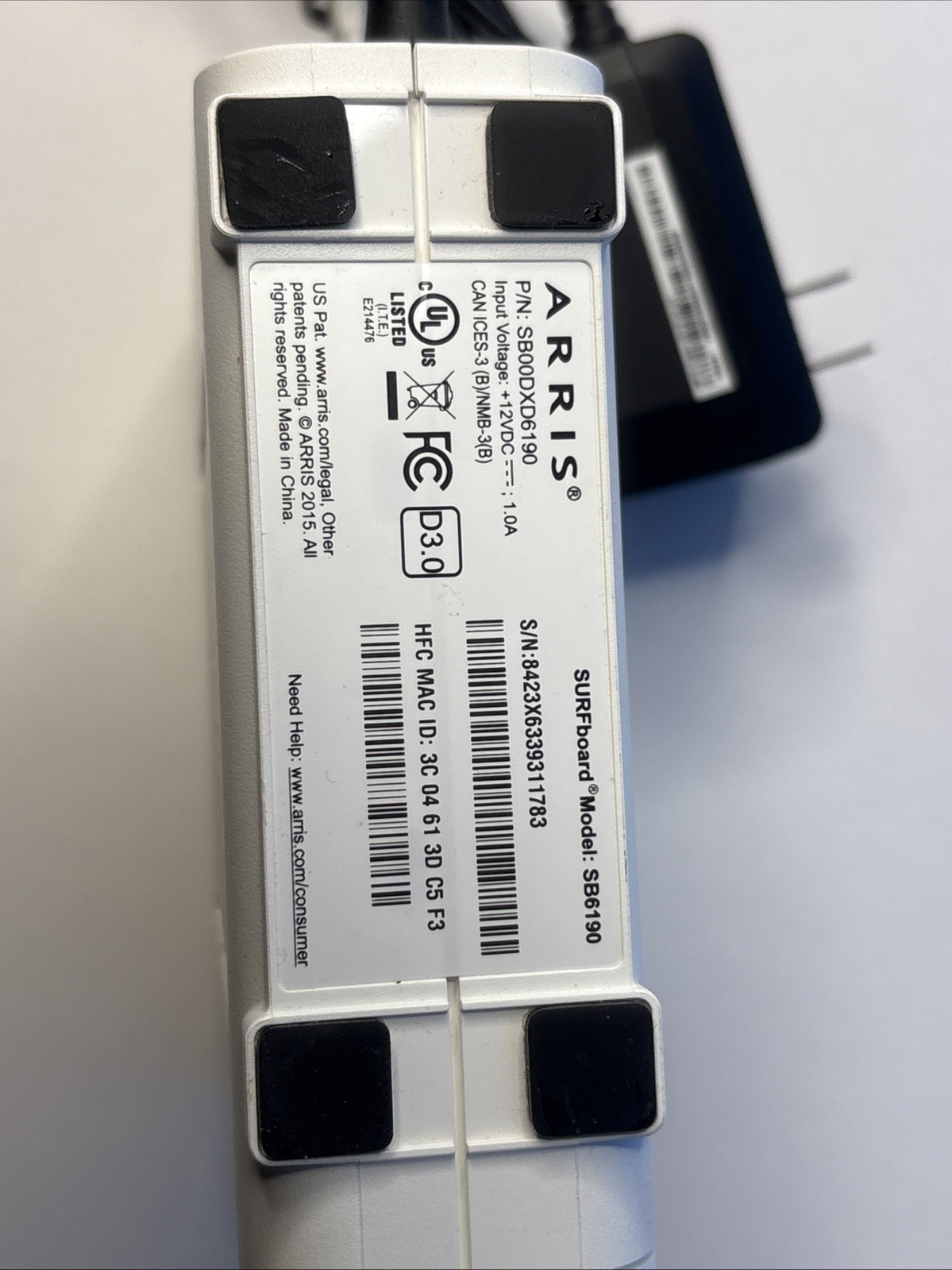ARRIS SURFboard DOCSIS 3.0 Cable Modem SB6190 – White