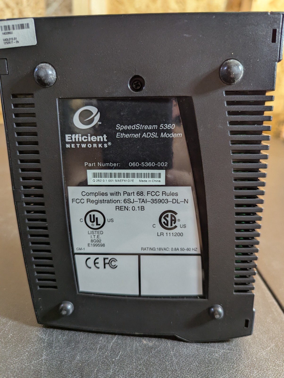 Efficient Networks SpeedStream 5360 REN 0.1B ADSL Modem – Unit Only