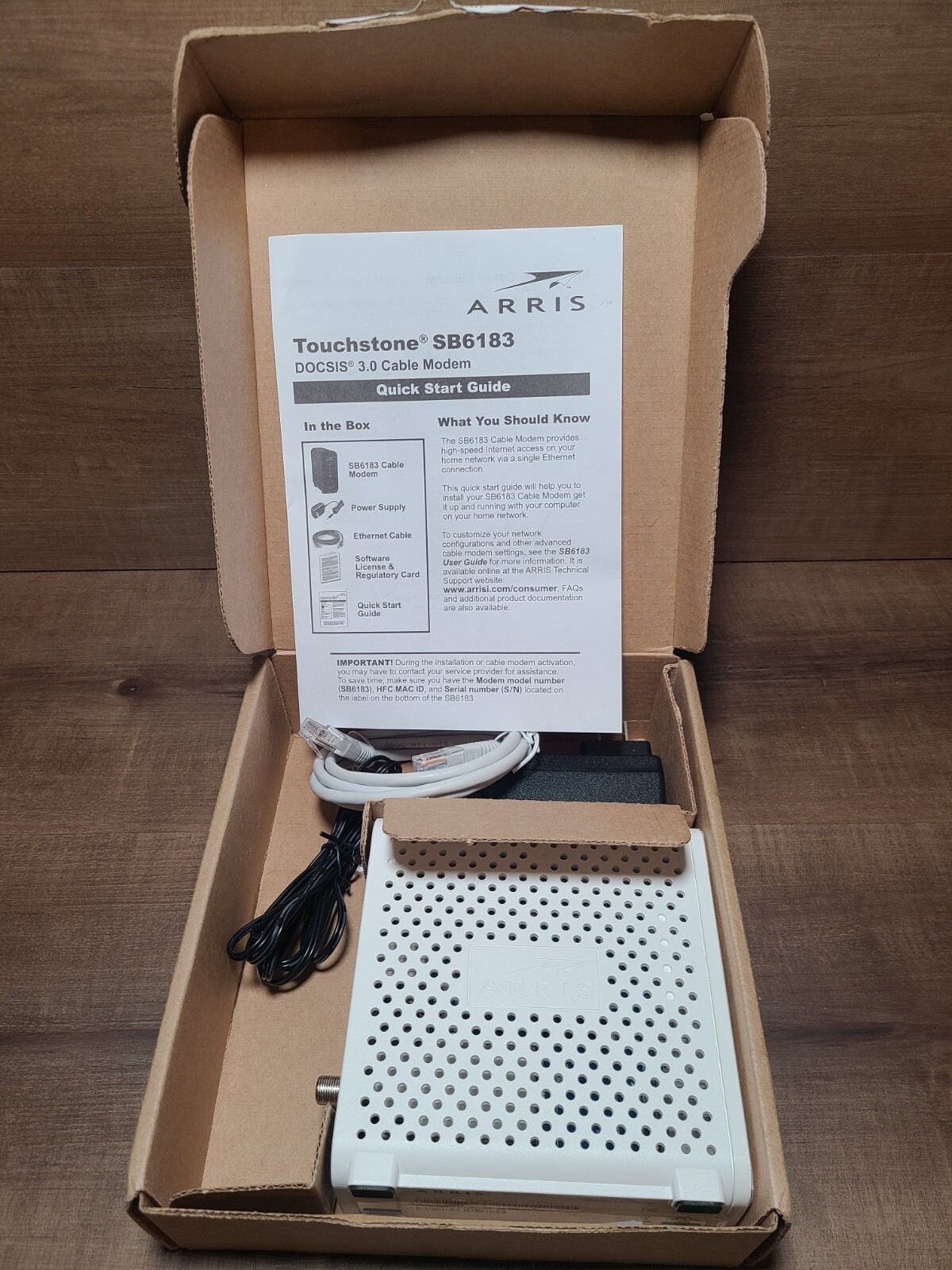 ARRIS SB6183 SURFboard DOCSIS 3.0 Cable Modem, 686Mbps, IPv4 & IPv6 Support, WHT