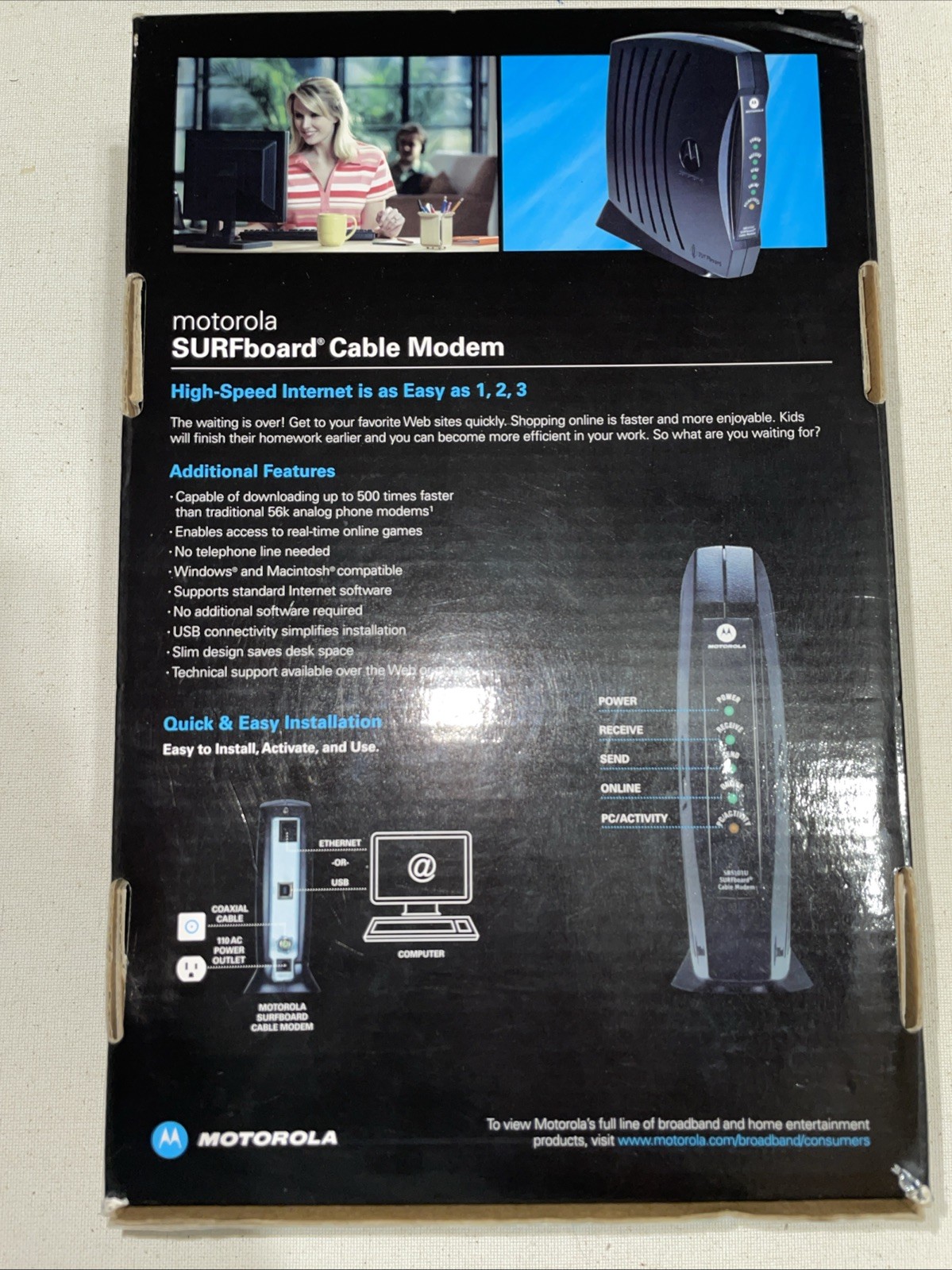 Motorola SB5101U Surfboard Cable Modem with Power Supply Preowned Tested Working