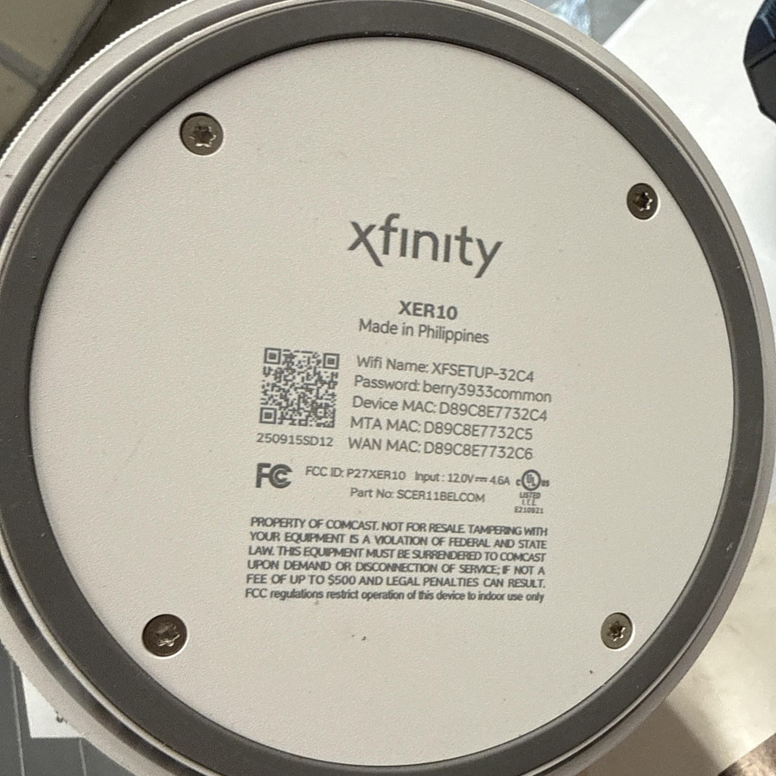 Xfinity XER10 Advanced Wifi 7 Gateway Router As-is Untested For Parts Or Repair
