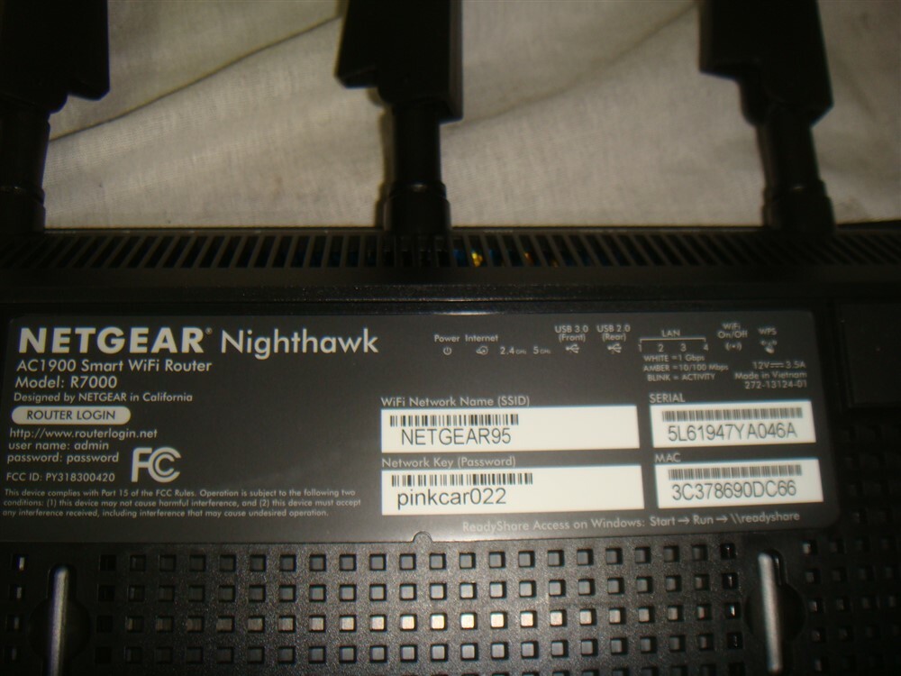 NETGEAR NIGHTHAWK R7000 AC1900 GIGABIT SMART WIFI ROUTER 1GHZ DUAL CORE