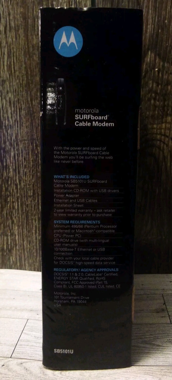 Motorola SURFboard SB5101U Cable Modem High Speed Internet 38.91 Mbps- NIB