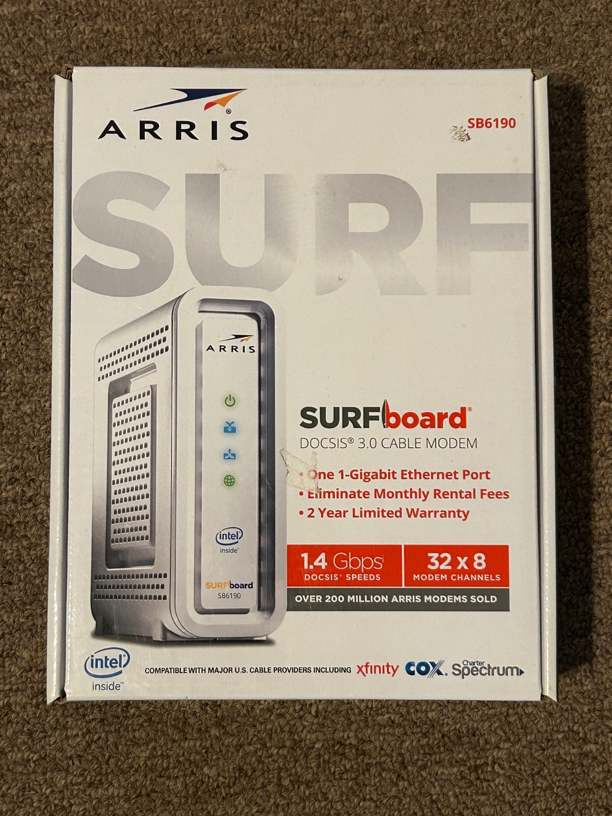 ARRIS SURFboard SB6190 DOCSIS 3.0 Gigabit Cable Modem 32×8 White