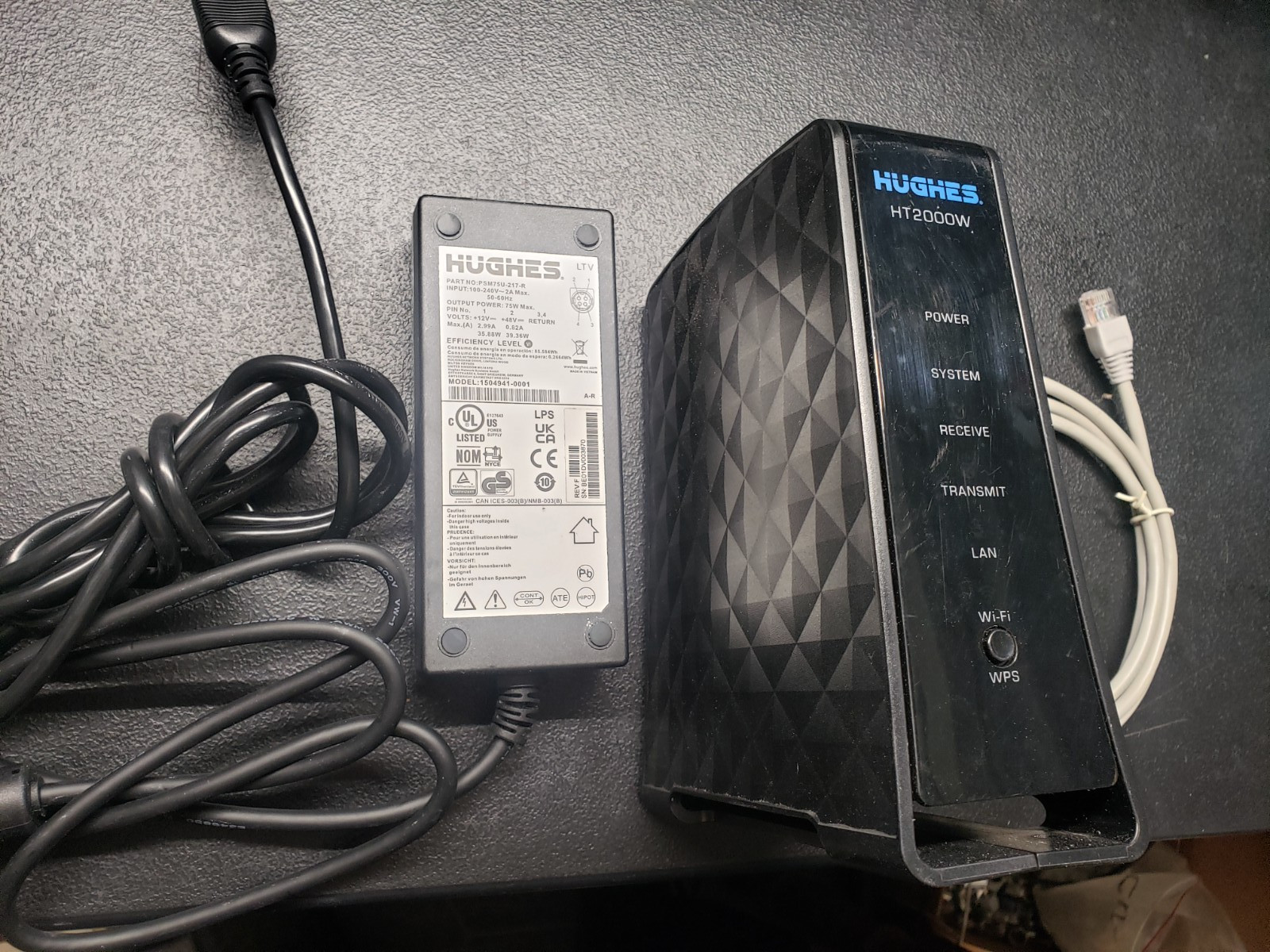 HughesNet HT2000W Dual Band Internet Router, w/Power Supply, Ethernet Cable