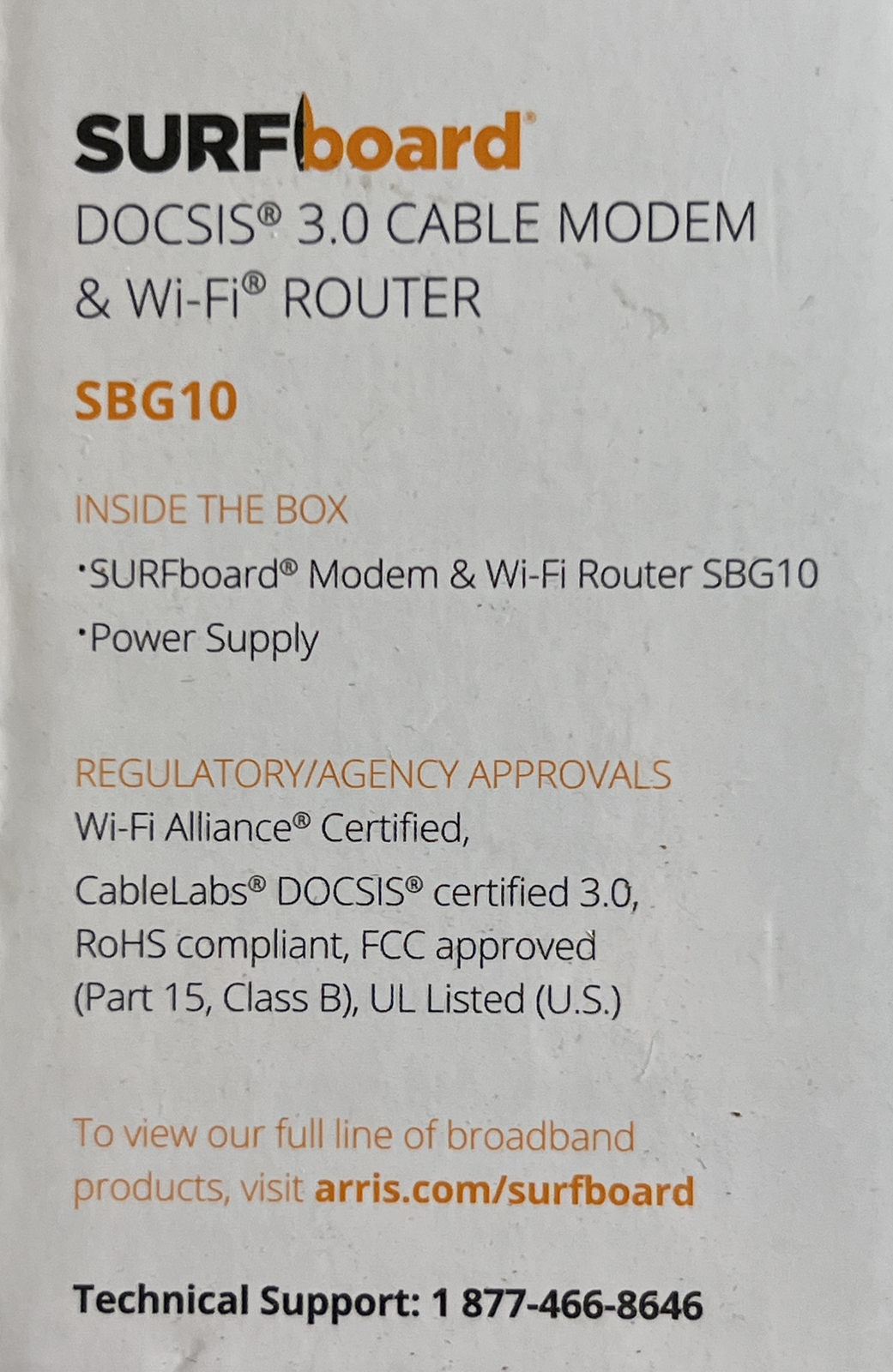 Arris Cable Modem Wifi Router SURFboard Docsis 3.0 AC1600 Mbps SBG10