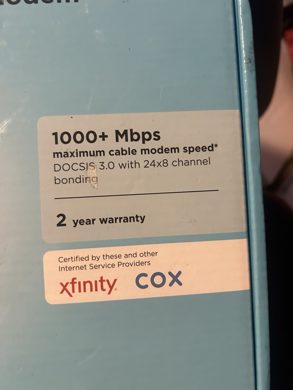 Motorola 24×8 Cable Modem MB7621-10 1000+ Mbps / Open Box