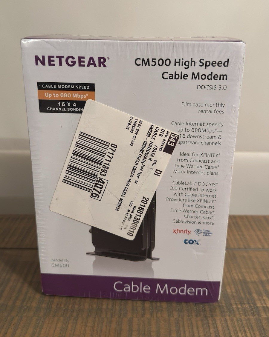NETGEAR CM500 Cable Modem DOCSIS 3.0 680Mbps Ethernet Xfinity Cox Charter