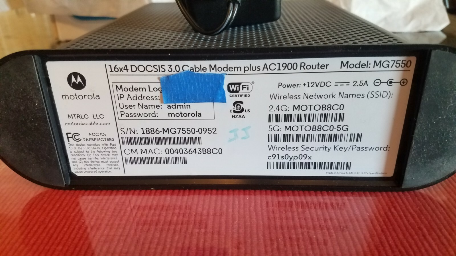 Motorola MG7550 16×4 DOCSIS 3.0 CABLE MODEM PLUS AC1900 ROUTER COMBO
