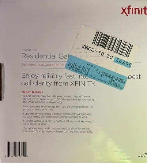 XFINITY ARRIS TG862G-CT DOCSIS 3.0 GATEWAY MODEM & WIRELESS ROUTER READ DESCRIP
