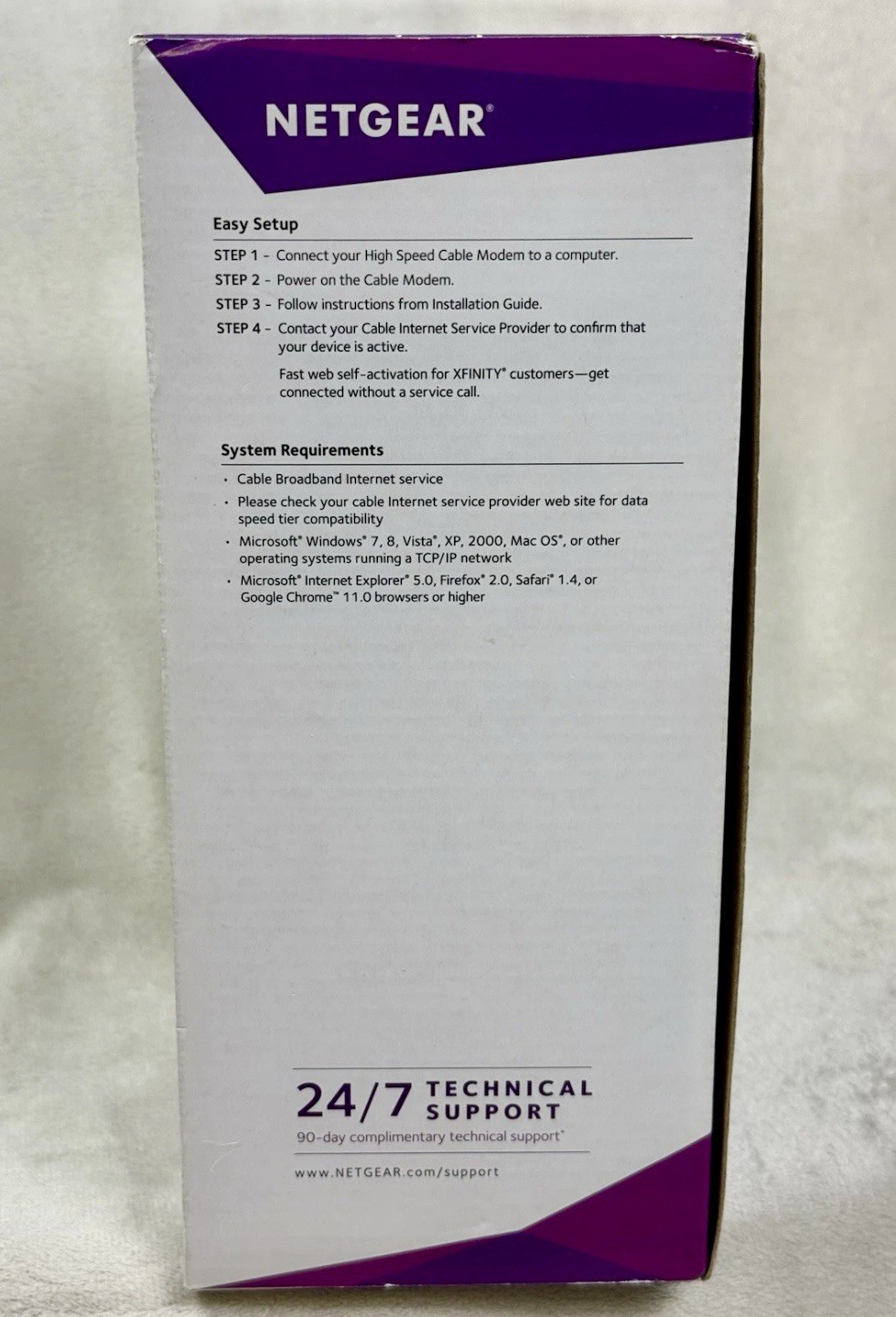 Netgear CM600 Cable Modem DOCSIS 3.0 24×8 Xfinity Cox Spectrum Tested Works