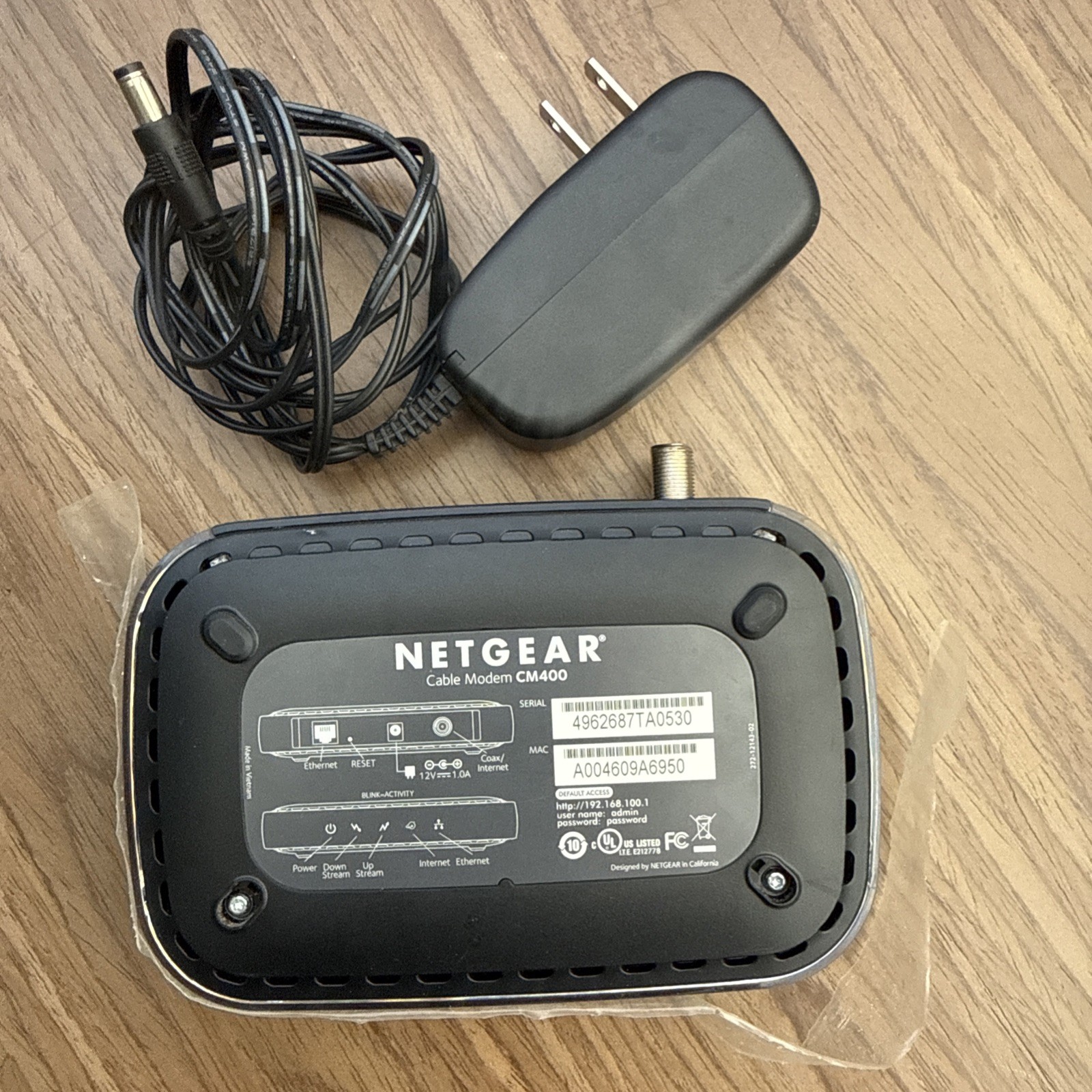 NETGEAR Cable Modem CM400 | Xfinity Comcast, Spectrum, Cox | 100 Mbps DOCSIS3.0