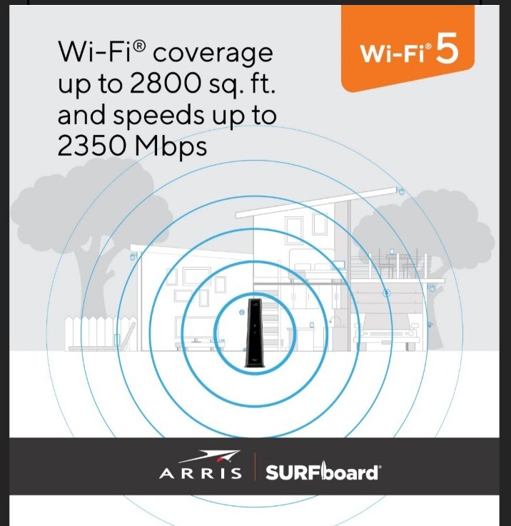 Arris Surfboard SBG8300 Black DOCSIS 3.1 Gigabit Cable Modem DC12VDC