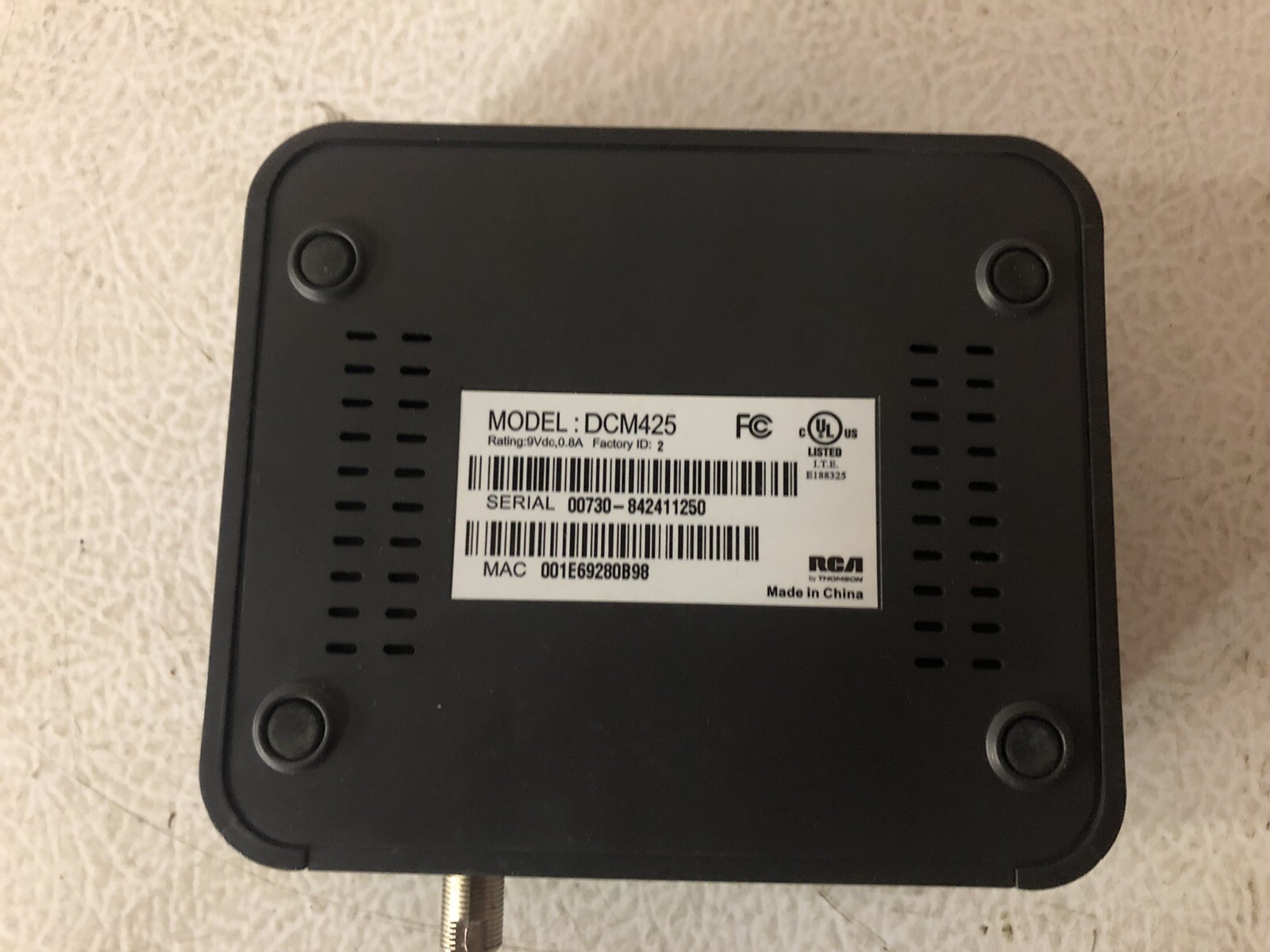 RCA Thomson DCM425 Digital Broadband Cable Modem No Power Cord-Used, Ships Free