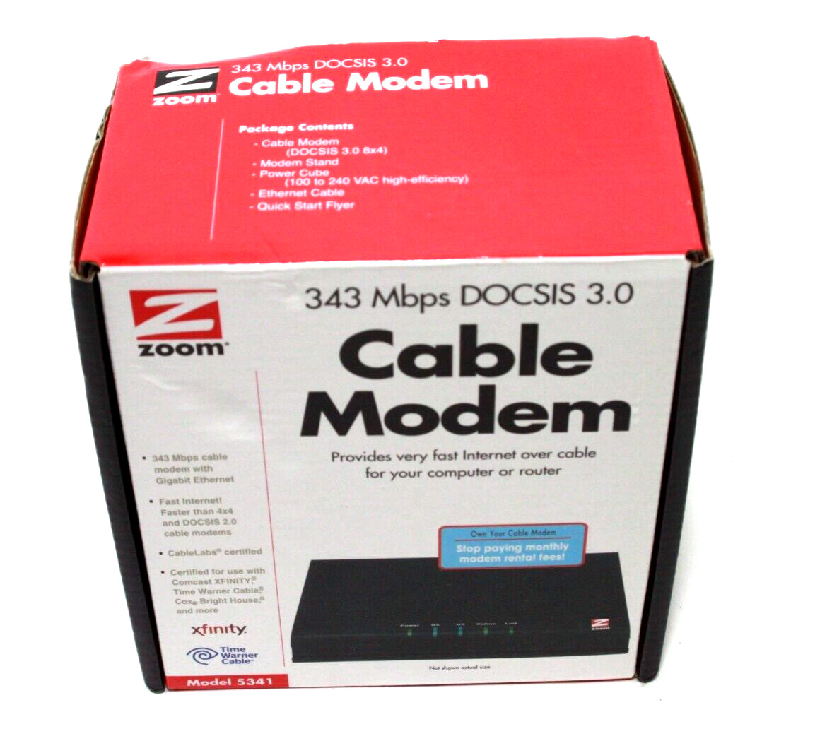 Zoom 343 Mbps DOCSIS 3.0 Cable Modem Model: 5341