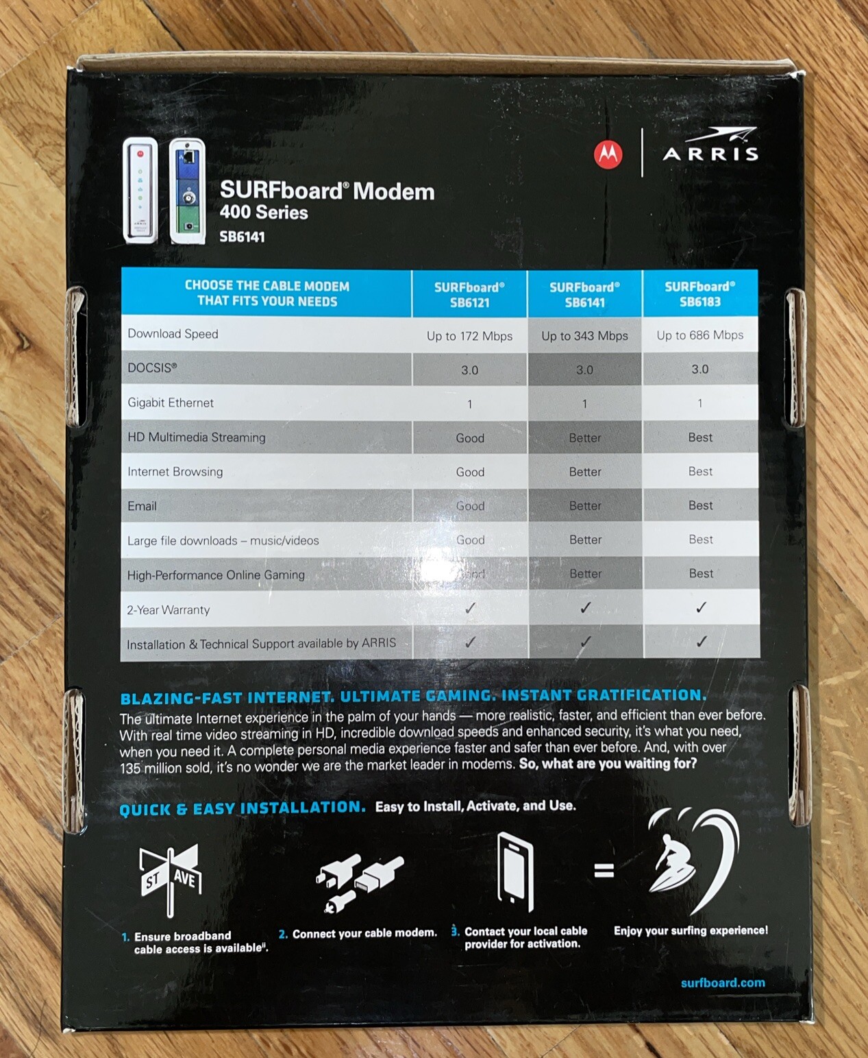 Motorola Arris SB6141 SURFboard Modem 400 Series – Open Box