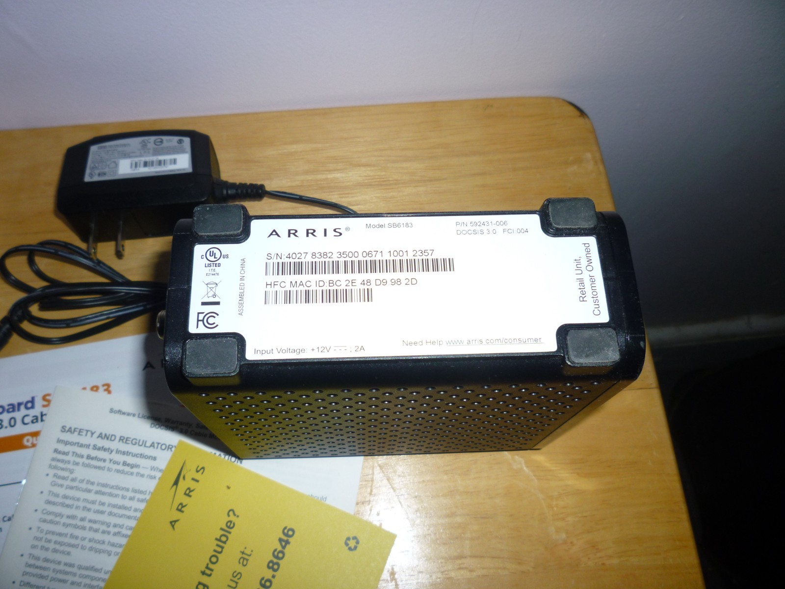 ARRIS SURFboard SB6183 DOCSIS 3.0 Cable Modem – BLACK