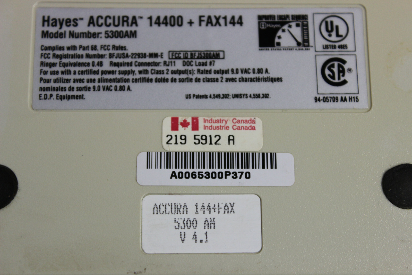 HAYES 5300AM ACCURA 14400 + FAX144 EXTERNAL MODEM ACCURA 144 WITH WARRANTY