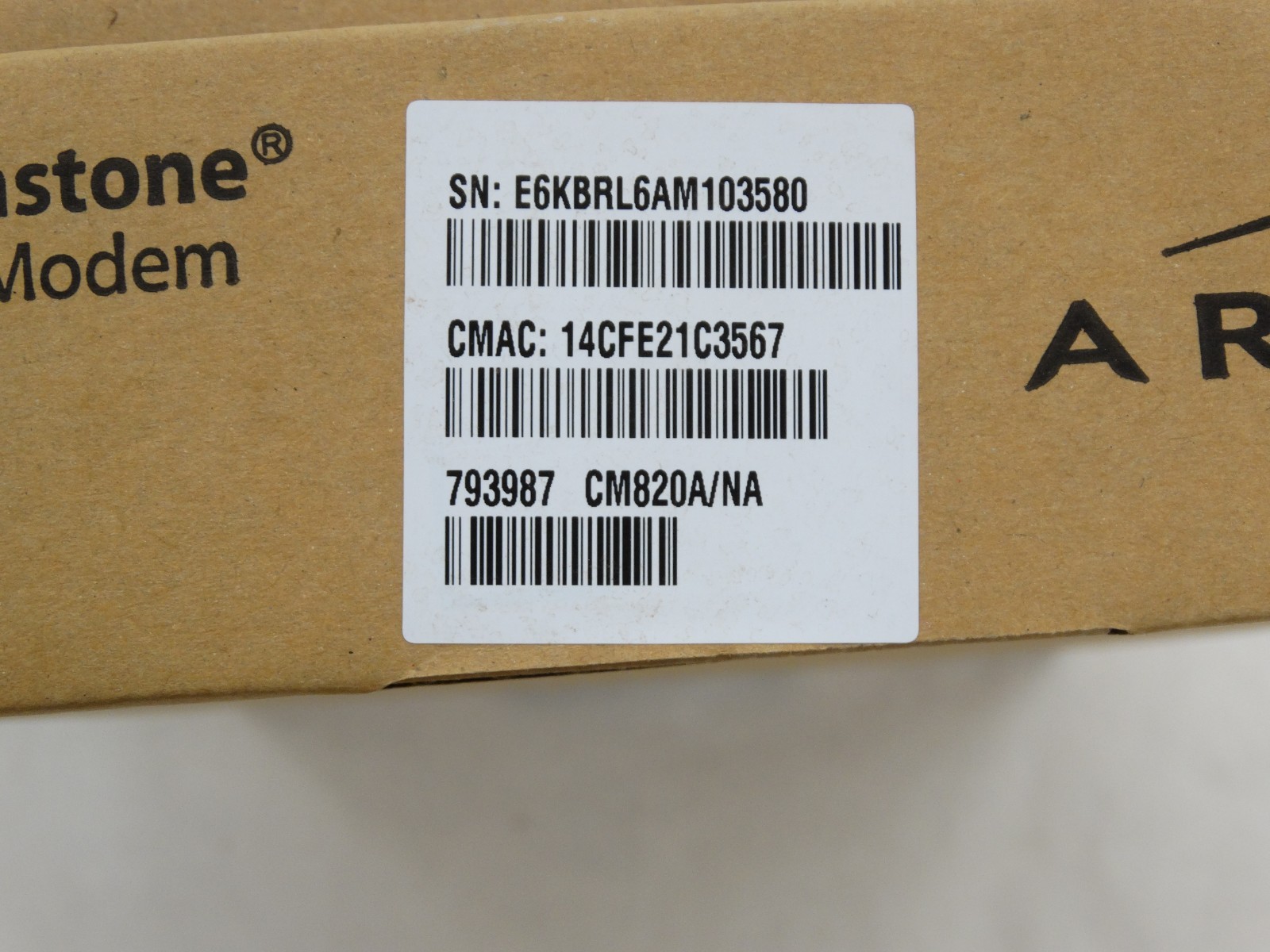 Arris CM820A Cable/3.0 Modem