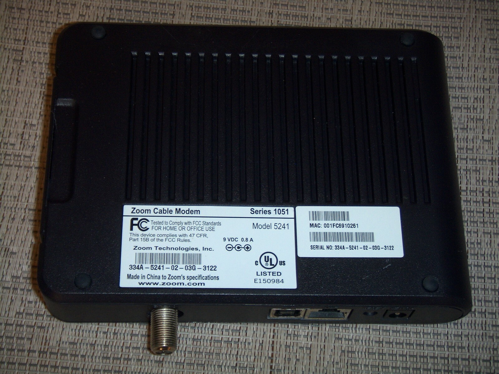 Zoom Cable Modem Model 5241